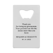 キュートなボウタイ結婚グルメンズ クレジットカード栓抜き (裏面)