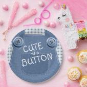 キュートなボタンデニムオーバーオール紙プレート ペーパープレート (パーティー)