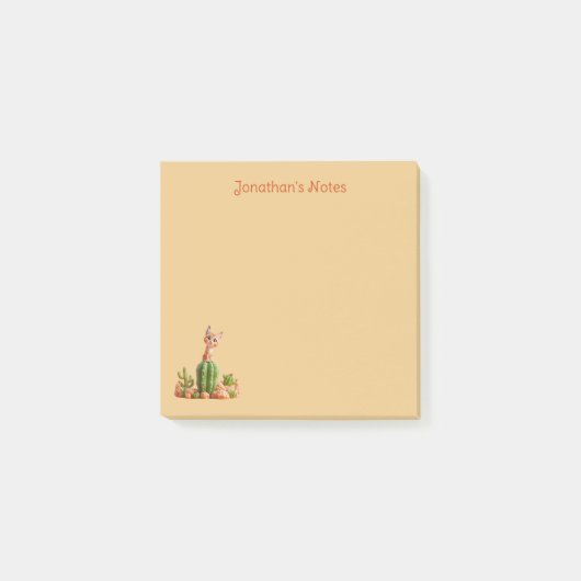 キュートなボブキャットオンサボテン ポストイット (正面)