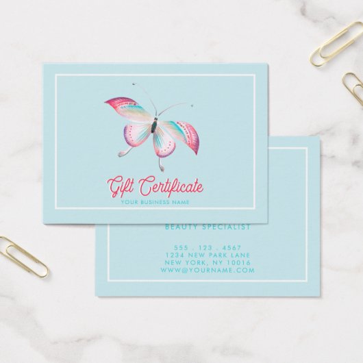 キュートなボヘミアンバタフライビジネスギフト券 (オフィス)