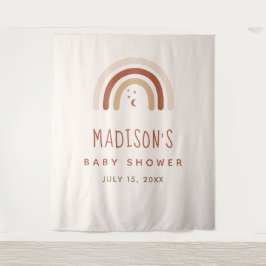 キュートなボヘミアンレインボー テラコッタ ベビーシャワームーン スター タペストリー