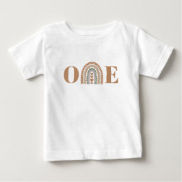 キュートなボヘミアン レインボー 初めての誕生日 ベビーTシャツ