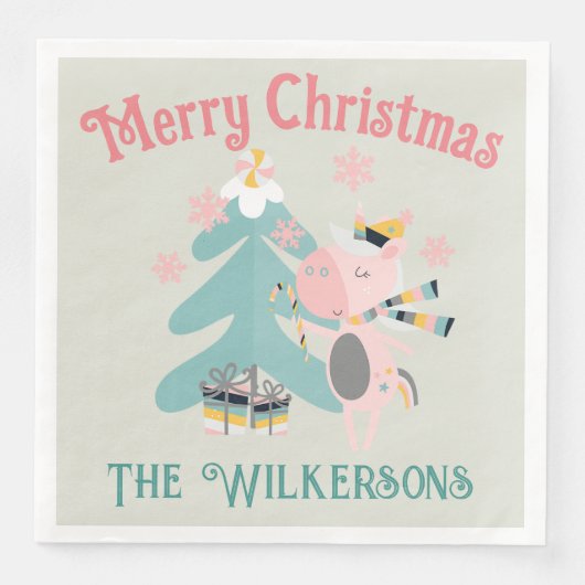 キュートなボホクリスマスユニコーンon Sage (正面)