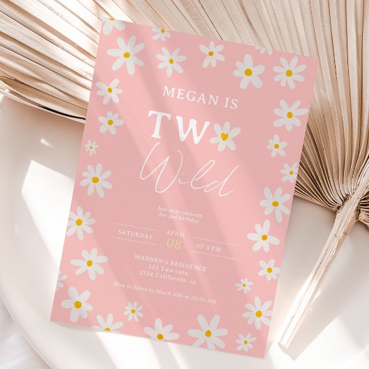 キュートなボホダイジーレインボー 2歳の誕生日子供たち 招待状