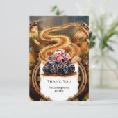 キュートなボホ モンスター トラックの誕生日 サンキューカード (スタンド正面)