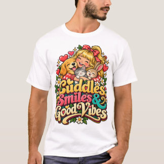 キュートなポジティブ・ヴィブランスとハッピー・デザイン Tシャツ