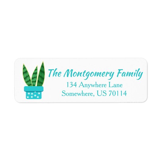 キュートなポッテッドスキュリーなスネークプラント&ホワイトスターズ ラベル (正面)