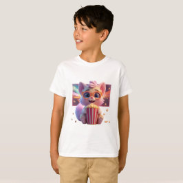 キュートなポップコーンの子猫Tシャツ Tシャツ