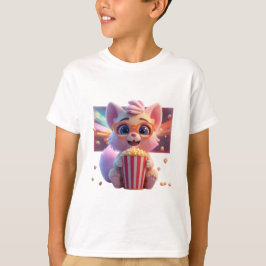 キュートなポップコーンの子猫Tシャツ Tシャツ