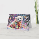 キュートなポーラーベアークリスマスライトKJV聖なる書物、 経典 シーズンカード (正面)