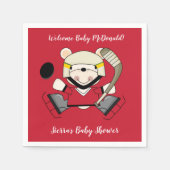 キュートなポーラーベアーホッケープレイヤーアイスホッケーナプキンス スタンダードカクテルナプキン (正面)