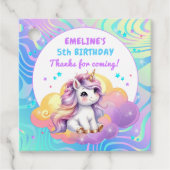 キュートなマジカルユニコーンの誕生日パーティー フェイバータグ (正面)