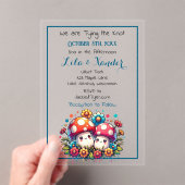 キュートなマッシュルームお洒落2つ結婚の アクリル招待状 (インサイチュ (ポータブル))