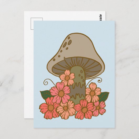 キュートなマッシュルームアートはがき ポストカード (正面/裏面)