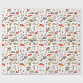 キュートなマッシュルームカエルのカタツムリの森のパターン ラッピングペーパー (フラット)