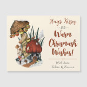 キュートなマッシュルームハウスメリークリスマスマグネットカード (正面)