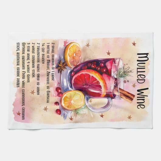 キュートなマルチのワインクリスマスドリンクレシピ キッチンタオル (横)
