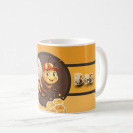 "キュートなマルハナバチとはちみつ模様の陶器コーヒーマグ" コーヒーマグカップ
