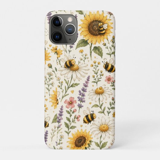 キュートなマルハナバチと野の花のデザイン Case-Mate iPhoneケース (裏)