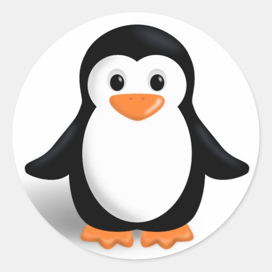 キュートなマンガペンギン光沢のあるステッカー ラウンドシール (正面)
