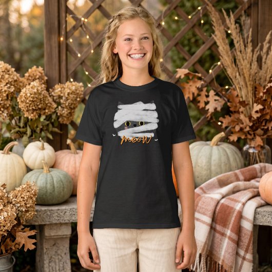 キュートなミイラ猫のニャーガールズハロウィン Tシャツ