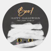 キュートなミイラ猫のハロウィン ラウンドシール (正面)
