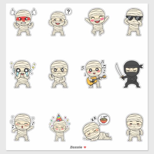 キュートなミイラ絵文字ステッカーパック シール (シート)