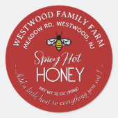 キュートなミツバチで熱赤ホットハニーラベルを追加 ラウンドシール (正面)