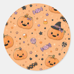 キュートなミニカボチャのハロウィンステッカー ラウンドシール