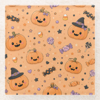 キュートなミニカボチャのハロウィーンコースター ガラスコースター