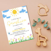 キュートなミニマルな小さな光線のサンシャインベビーシャワー 招待状