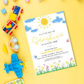 キュートなミニマルな小さな光線のサンシャインベビーシャワー 招待状