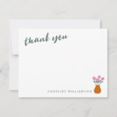キュートなミニマルパーソナライズされた主義フローラ名モノグラム サンキューカード (正面)