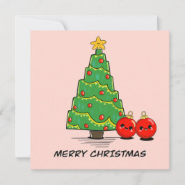 キュートなミニマル クリスマスツリー カード - かわいいホリデー