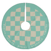 キュートなミントグリーンチェッカーボードパーソナライズされた名 ブラッシュドポリエステルツリースカート (正面)