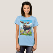 キュートなムースと野の花のTシャツ Tシャツ (正面フル)