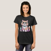 キュートなメガネ猫 – かわいいネディ子猫 Tシャツ (正面フル)