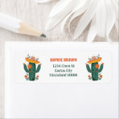 キュートなメキシカンサボテンと花差出人住所 ラベル (インサイチュ)