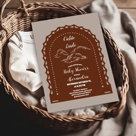 キュートなメキシコのシエルトLindo赤ちゃんシャワー 招待状