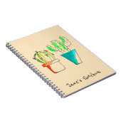 キュートなメキシコ産サボテンの砂漠アート ノートブック (右側)