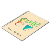 キュートなメキシコ産サボテンの砂漠アート ノートブック (左側)