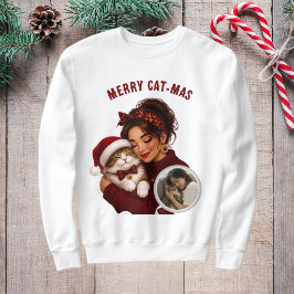 キュートなメリーキャットマスクリムゾンクリスマス クリスマスフォト スウェットシャツ
