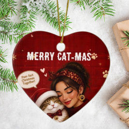 キュートなメリーキャットマス 真紅のクリスマス 写真 名前 セラミックオーナメント