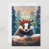 キュートなメリークリスマスが望むウッドランド・フォレスト・アナグマ シーズンカード (正面)