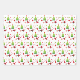 キュートなメリークリスマスサンタ ラッピングペーパーシート
