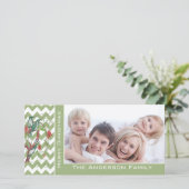 キュートなメリークリスマスハミングバーズシェブロンパターン シーズンカード (スタンド正面)