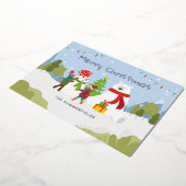 キュートなメリークリスマスファミリーカスタムシルバー 箔シーズンカード (回転した状態)