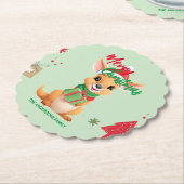 キュートなメリークリスマスベビーカンガルーサンタスカーフホール ペーパーコースター (アングル)