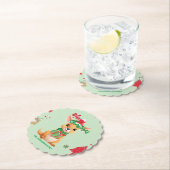 キュートなメリークリスマスベビーカンガルーサンタスカーフホール ペーパーコースター (インサイチュ)