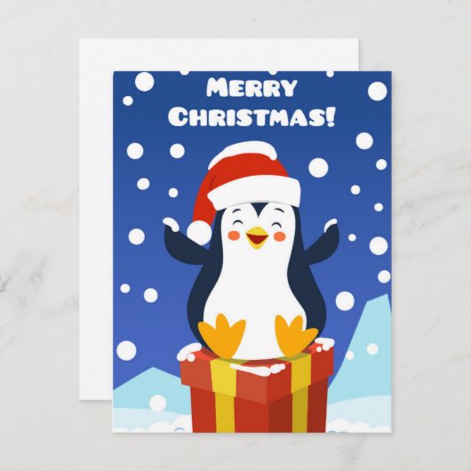 キュートなメリークリスマスペンギン シーズンカード (正面/裏面)
